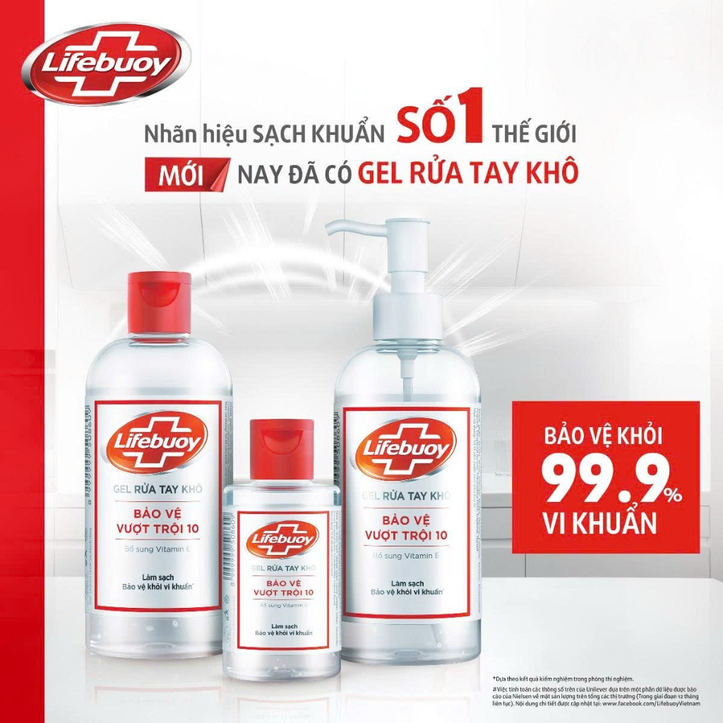 Gel rửa tay khô Lifebuoy nhãn hiệu sạch khuẩn số 1 thế giới